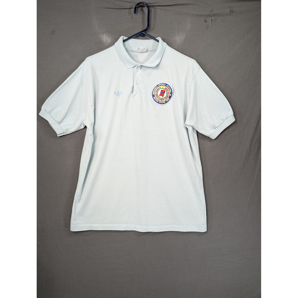 Vintage Adidas National Sports Festival Baton Rouge 1985 Polo Shirt Light Blue M
